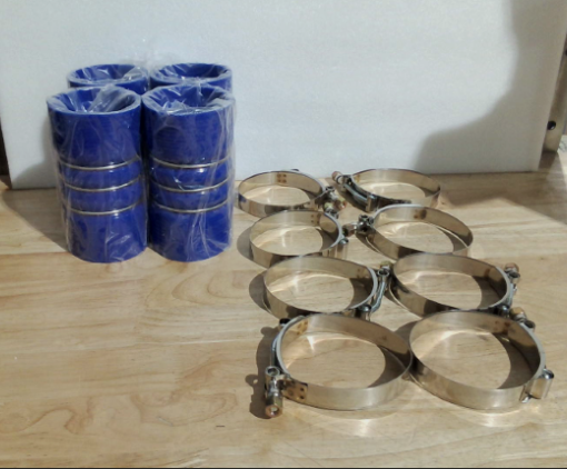 Set de 4 Mangueras de Silicona Burbell 3x6 pulgadas para Intercooler | Con Abrazaderas T-bolt de Resorte | ARTICULO VIENE COMO SE OBSERVA EN LA SEGUNDA IMAGEN )