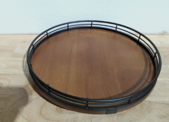 Organizador Giratorio Lazy Susan de Roble 9 pulgadas | Bandeja Giratoria de Madera Redonda para Gabinete, Mesa, Despensa y Cocina | Nogal SOLO CONTIENE 1 PIEZA