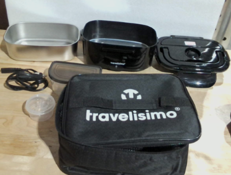 fiambrera eléctrica portátil Travelisimo (Modelo Bari-Black + Bolso),ARTICULO VIENE COMO SE OBSERVA EN LA SEGUNDA IMAGEN )