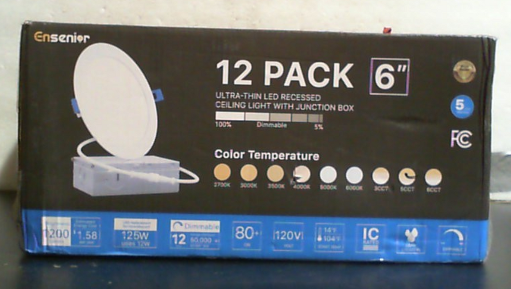 Ensenior Paquete de 12 Luces LED Empotradas de Techo de 6 Pulgadas, Regulables, 2700K-5000K 5CCT, 1200LM 12W 120V, Downlight Tipo Oblea Sin Caja de Alto Brillo (Copia)