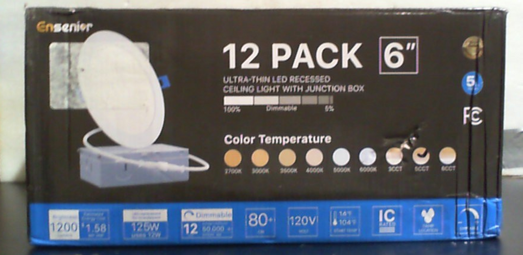 Ensenior Paquete de 11 Luces LED Empotradas de Techo de 6 Pulgadas, Regulables, 2700K-5000K 5CCT, 1200LM 12W 120V, Downlight Tipo Oblea Sin Caja de Alto Brillo