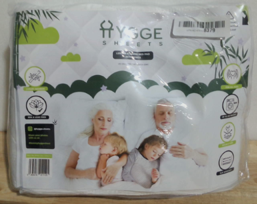 protector de cama impermeable de la marca Hygge Sheets (modelo Luxury Bamboo Bed Pad with Wings) ARTICULO VIENE COMO SE MUESTRA EN LA SEGUNDA IMAGEN