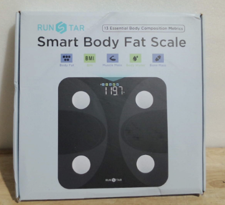 báscula de grasa corporal inteligente (Smart Body Fat Scale) de la marca Runstar. ARTICULO VIENE COMO SE MUESTRA EN LA SEGUNDA IMAGEN ( SE PROBO EN PDV EN BUENAS CONDICIONES ) ARTICULO VIENE SIN ACCESORIOS