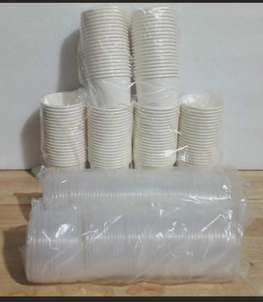 tazones de papel desechables con tapas de la marca ESSENTIAL ( ARTICULO VIENE COMO SE MUESTRA EN LA SEGUNDA IMAGEN )( CANTIDAD VARIADA  120 PIEZAS