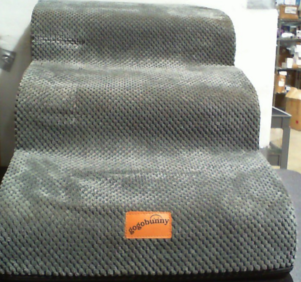GoGoBunny Rampa y Escalera para Perros para Sofa y Silla | 40 cm de Alto | 3 Escalones para Perros y Gatos Pequenos | Funda Impermeable Antideslizante | Estable y Balanceada | Interior | Gris
