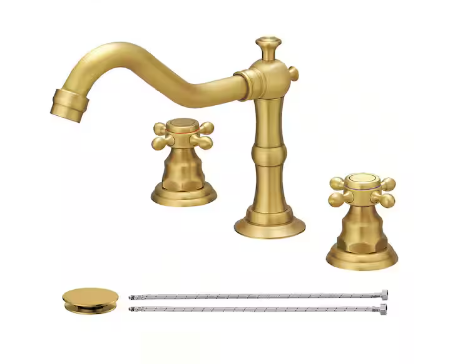 Grifo de baño negro de 8 pulgadas con doble manija