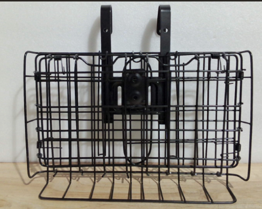 cesta metálica plegable de alambre negro para bicicleta ( articulo viene como se muestra en la segunda imagen )