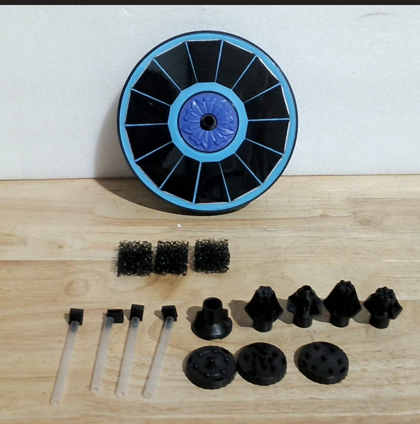 fuente de agua solar flotante (especialmente diseñada para baños de aves, estanques pequeños o decoración de jardines) articulo viene como se muestra en la segunda imagen