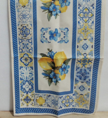 camino de mesa con estampado de limones y azulejos mediterráneos ( ARTICULO VIENE COMO SE MUESTRA EN LA IMAGEN 2