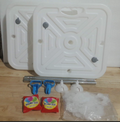 kit para armar columnas o arcos de globos ( ARTICULO VIENE CON UN DETALLE EN UNO DE LOS ACCESORIOS DE COLOR AZUL 3 DIENTES QUEBRADOS FALTAN LOS 2 TUBOS DE COPA VARILLA SUPERIOR COMO SE MUESTRA EN LA PRIMERA IMAGEN