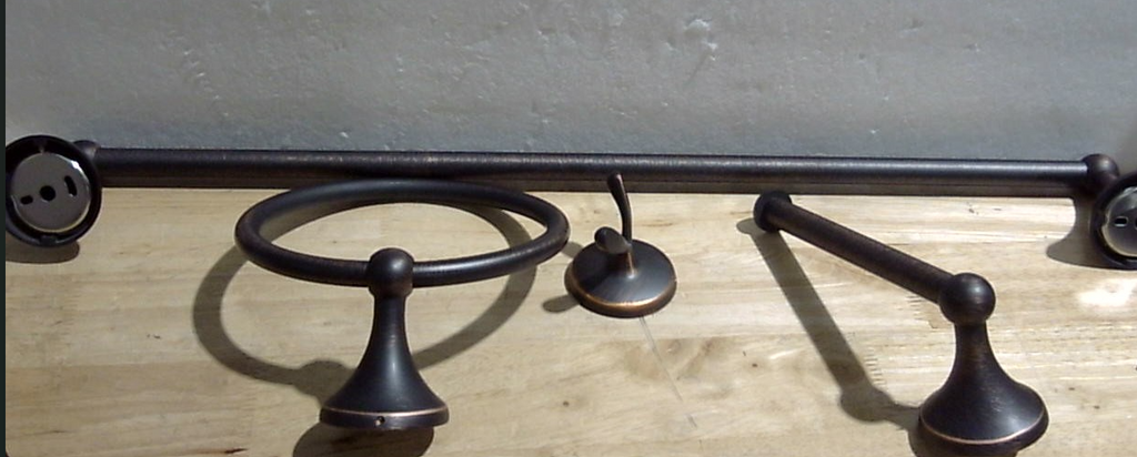 Juego de 4 accesorios de baño antiguos Ntipox, bronce aceitado