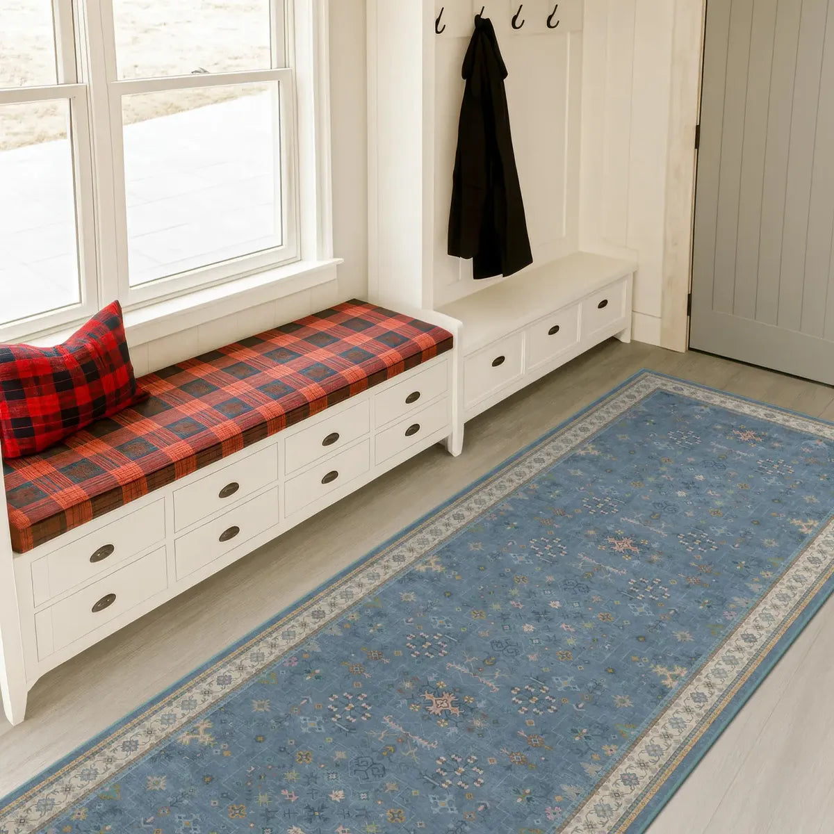 Alfombra Hazo Haus Blue Boho | Lavable y Antideslizante