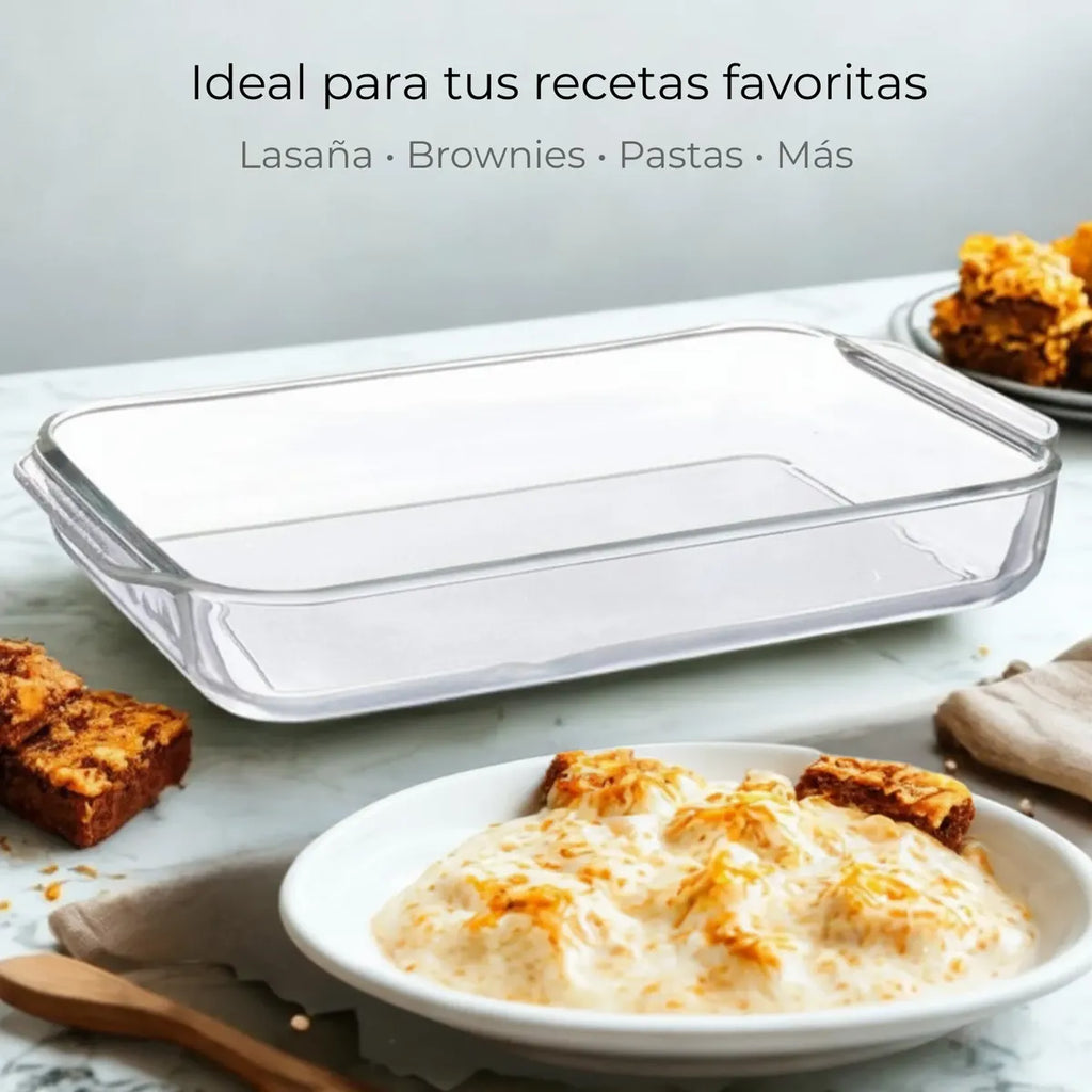 Refractario de Vidrio True Living 3 Qt – Recipiente para Horno Resistente al Calor