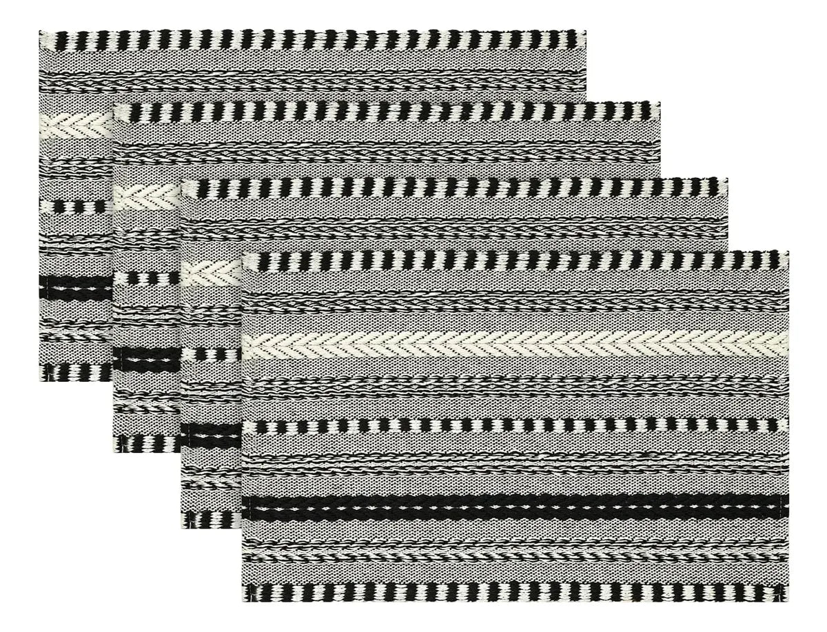Juego de 4 Manteles Individuales Trenzados – 60% Poliéster 40% Algodón, Lavables, para Comedor Interior y Exterior