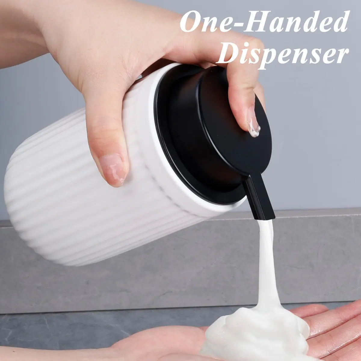 Dispensador de Jabón de Espuma BosilunLife – Cerámica Blanca 12oz, Bomba Espumosa Resistente a la Oxidación
