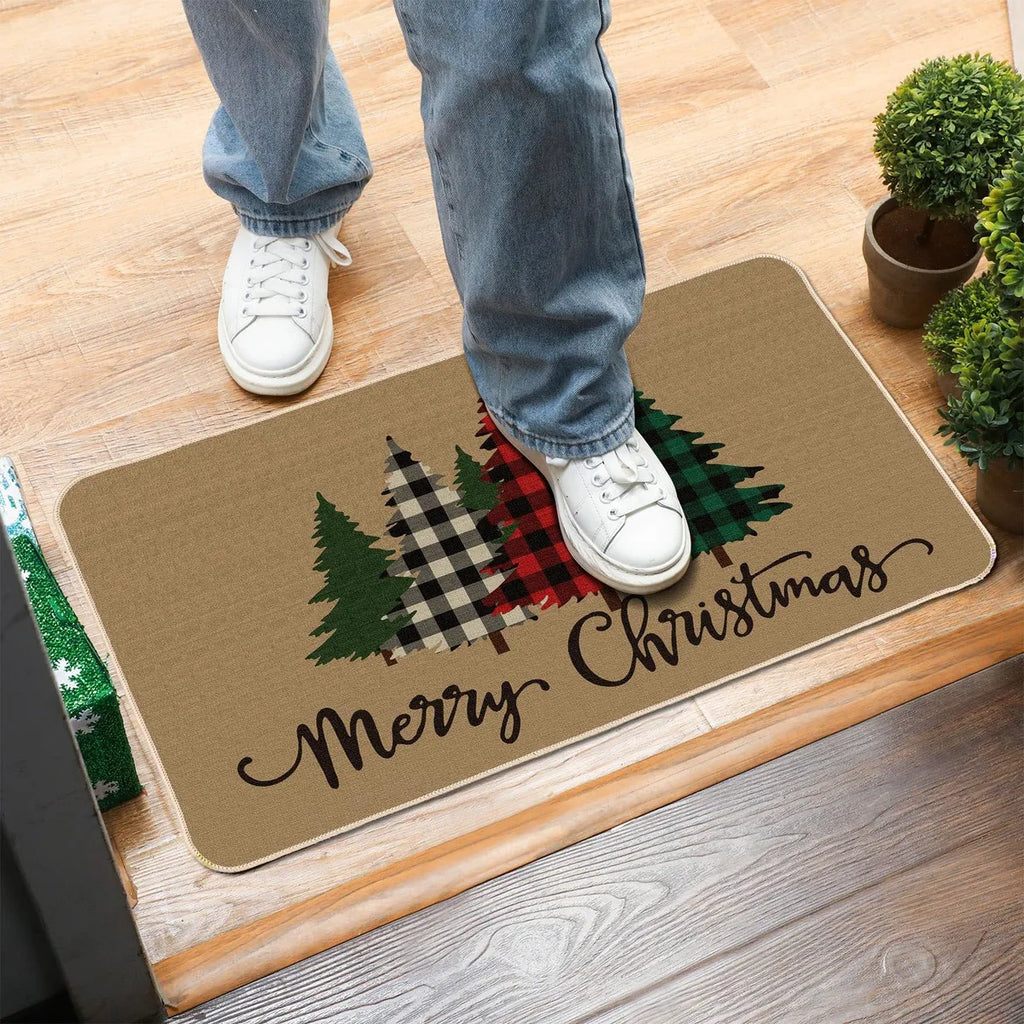 Alfombra Decorativa para Puerta Tatuo — Diseño Feliz Navidad, Antideslizante para Interior y Exterior