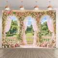 Telón de Fondo para Fotografía 7x5 Pies | Ventana de Primavera Rosa Degradado para Bodas y Quinceañeras.