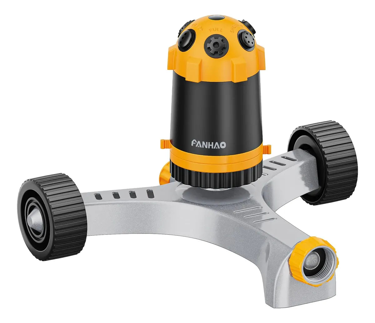 Aspersor de Césped Rotativo | 6 Patrones | Metal Resistente | Amarillo