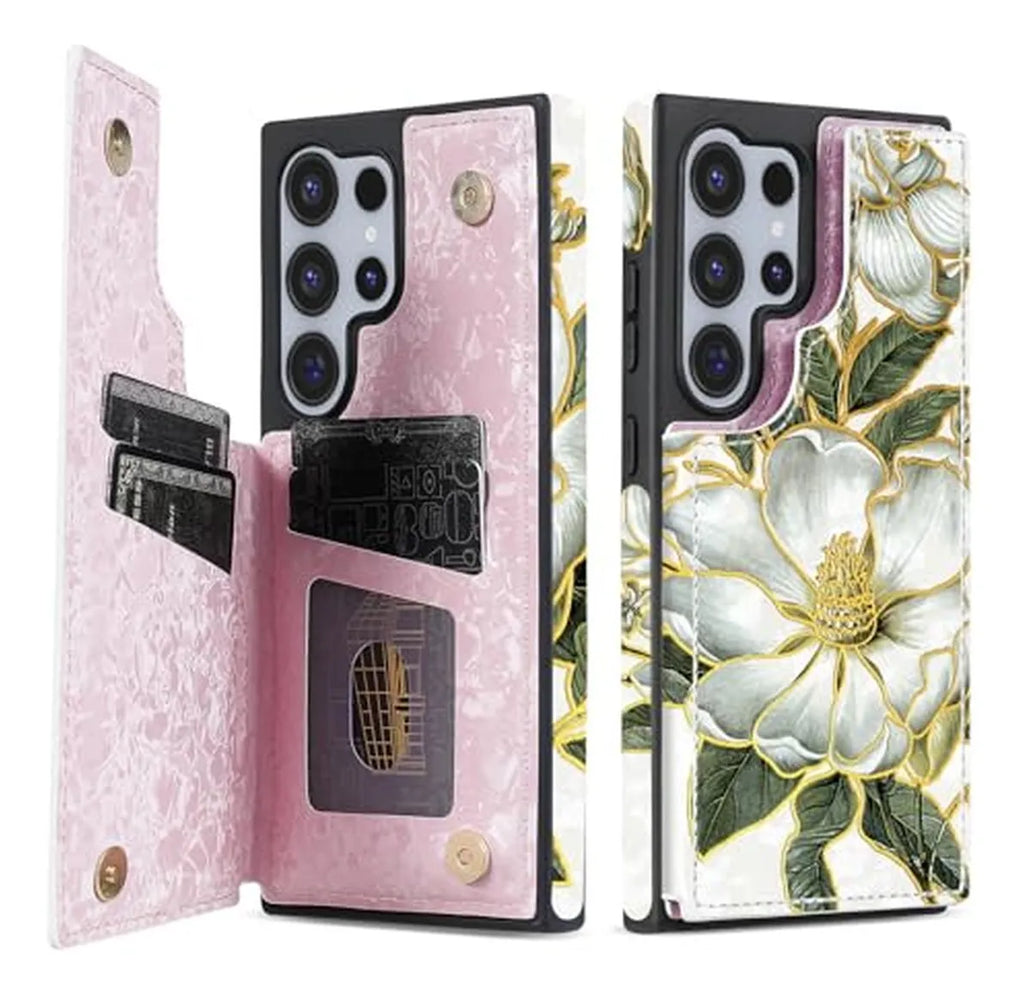 Funda Cartera Para Galaxy S23 Ultra Magnolia Flowers