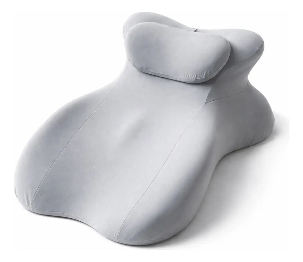 Almohada Ergonómica Cervical Gris – Usada, Tiene Manchas y Cortes | Sin Cojín para la Cabeza