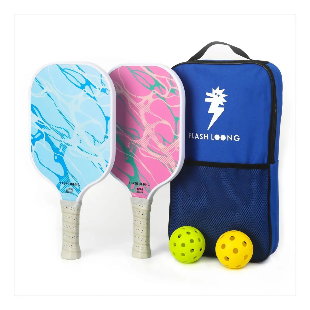 Flash Loong Set de 2 Raquetas de Pickleball – Kit Completo para Jugar