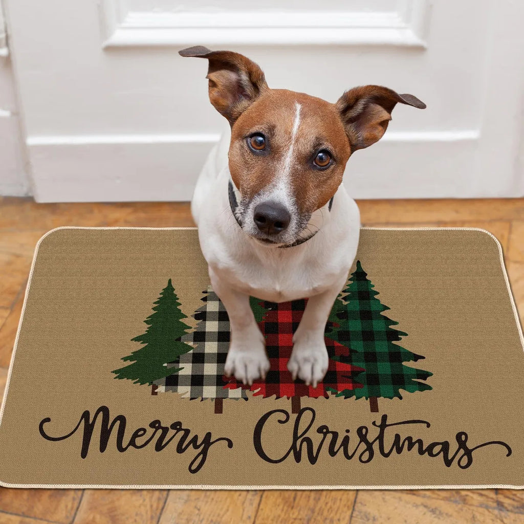 Alfombra Decorativa para Puerta Tatuo — Diseño Feliz Navidad, Antideslizante para Interior y Exterior