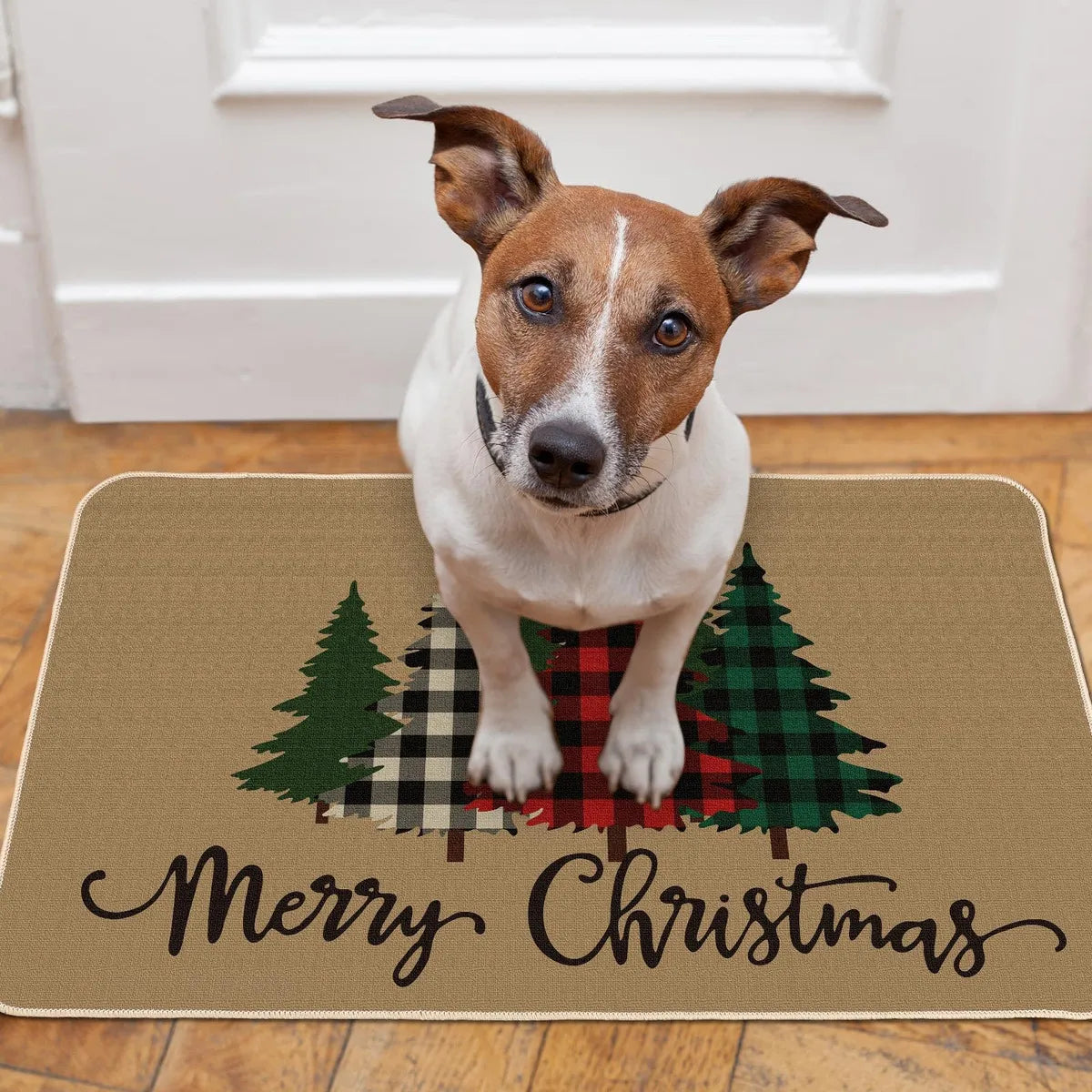 Alfombra Decorativa para Puerta Tatuo — Diseño Feliz Navidad, Antideslizante para Interior y Exterior