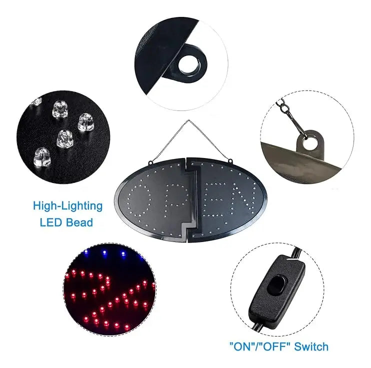 Letrero Colgante De Luces Led Open , De Alta Visibilidad