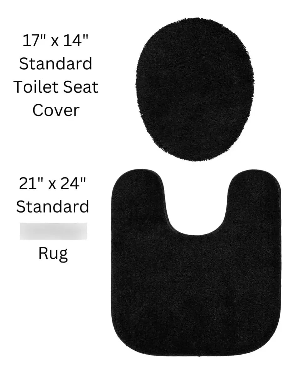Juego De 5 Alfombras De Baño Lavables Color Negro