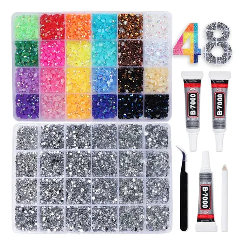 Set de 2 Cajas de Diamantes de Imitación para Decoración – Manualidades y Arte