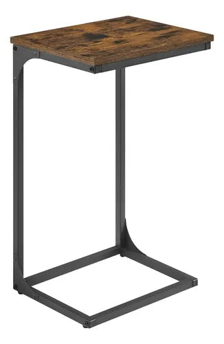 Mesa Auxiliar Vasagle En Forma De C Estilo Industrial Let353 Color Marrón