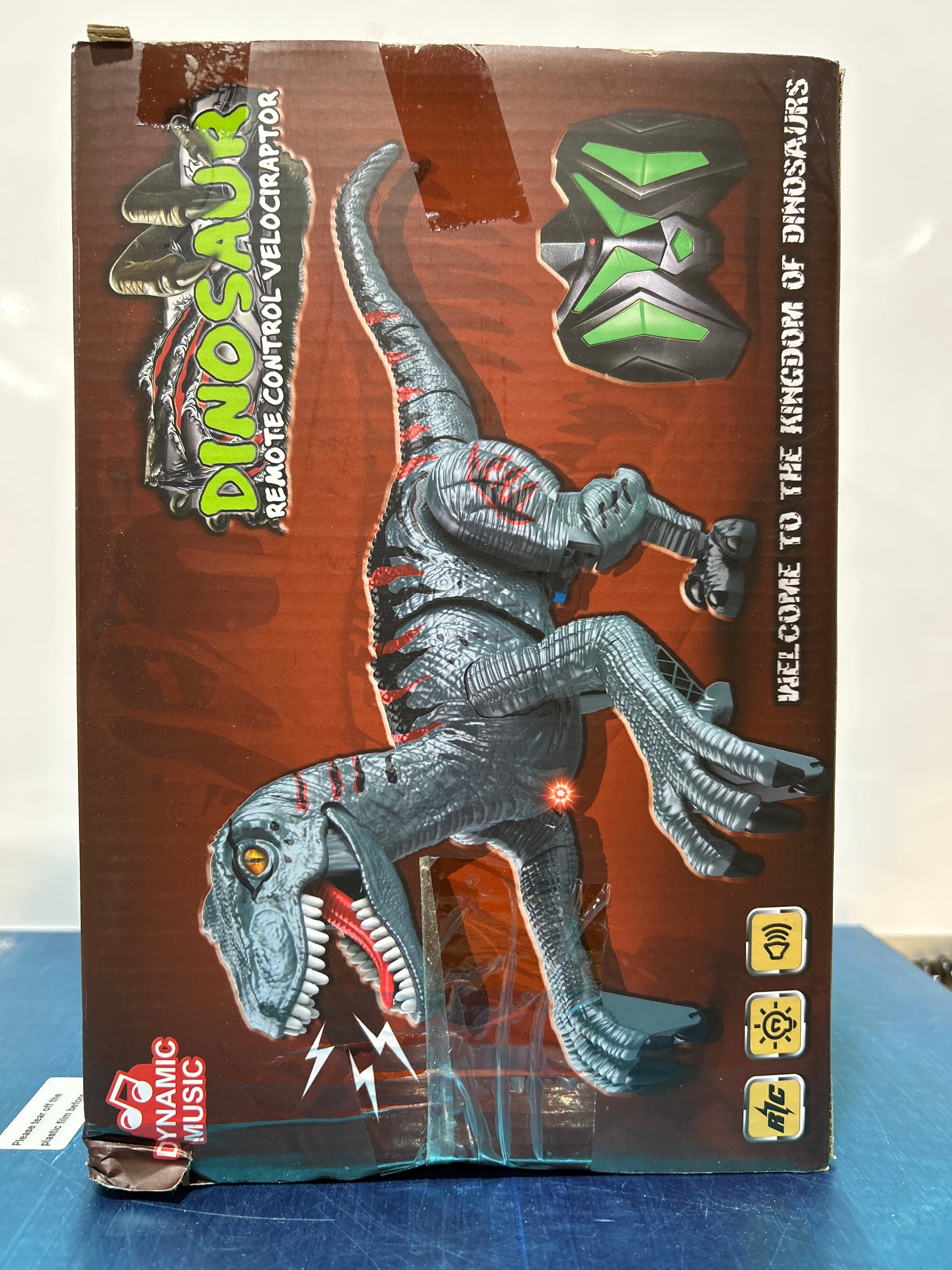 Dinosaurio de juguete grande con control remoto para niños - Velociraptor jurásico que imita el caminar y los sonidos - Robot de juguete que canta y mueve la cabeza y la cola 