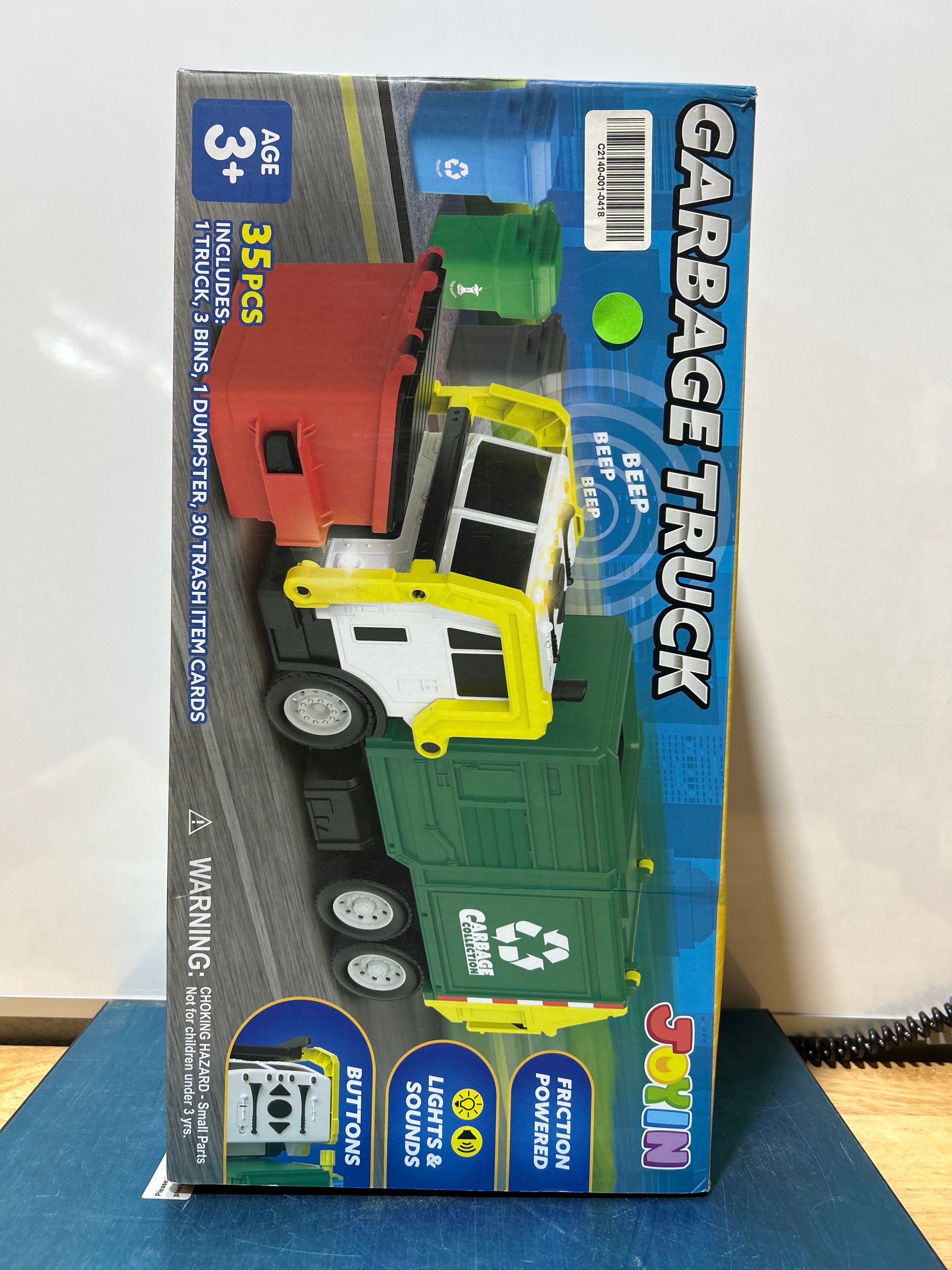 JOYIN Large Friction Powered Garbage Truck Toy Set, Includes Dumpster, Trash Bins, and Learning Cards for Kids, Boy Toys Birthday Gift for Boys Girls Kids Toddler Gift of Easter Basket Stuffers
