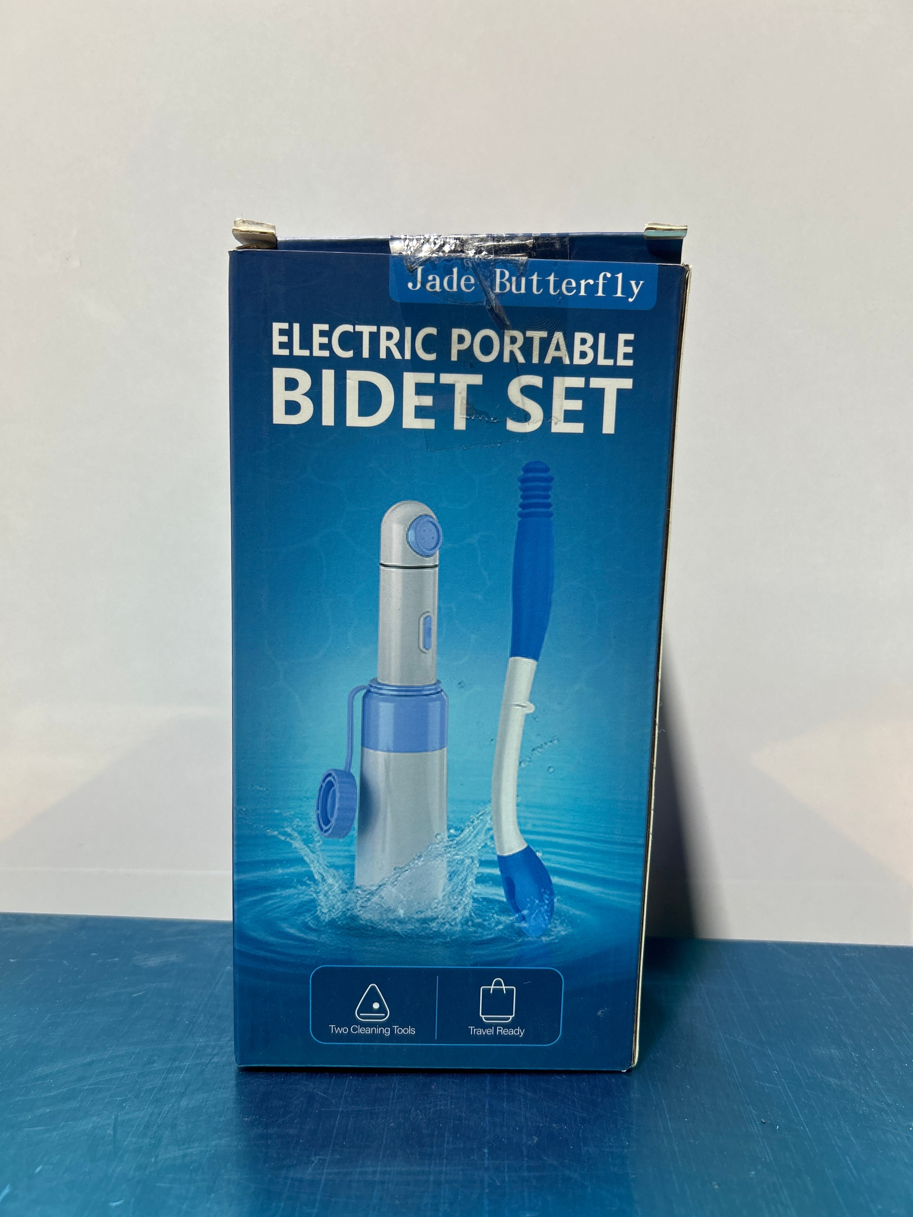 Juego de herramientas de limpieza para bidé portátil, ideal para viajes | Botella de 350 ml | Batería de 450 mAh | Resistente al agua IPX7 | Compacto y potente, con 2 modos de presión para limpieza e higiene personal (azul, ultra) 