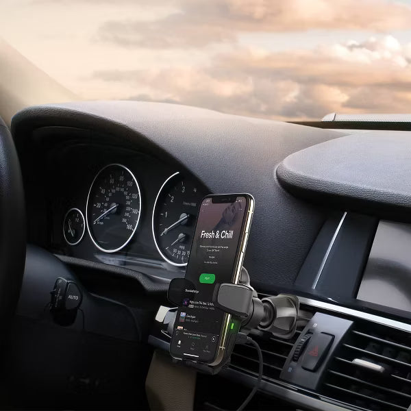 Soporte de Carga Inalámbrica iOttie AutoSense 2 en 1 | Rejilla y Ranura CD | iPhone y Android | Negro