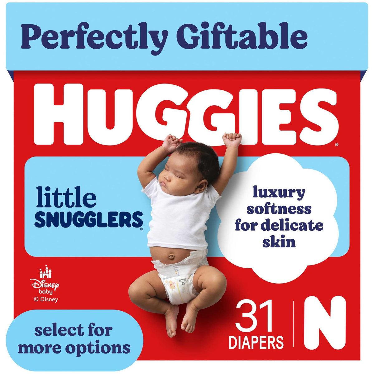 Huggies Little Snugglers , Pañales para Bebé sin Fragancia Talla Recién Nacido, 31 Unidades