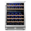 Refrigeradora para vinos Yeego de 24 pulgadas con doble zona para 47 botellas