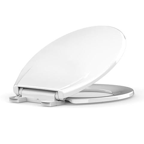 Aünsffer Asiento de Inodoro Redondo 16.5'' — Cierre Suave Silencioso, PP Blanco, 2 Años de Garantía