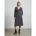 163) Vestido Midi Manga Larga Brillante con Lazo | Talla 4XL