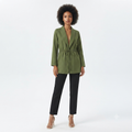 172) Blazer Mujer Verde Oliva con Cordón Ajustable en Cintura – Talla 2XL