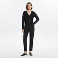 177) Cardigan de Encaje con Volantes en Capas – Elegancia Femenina en Negro Talla M