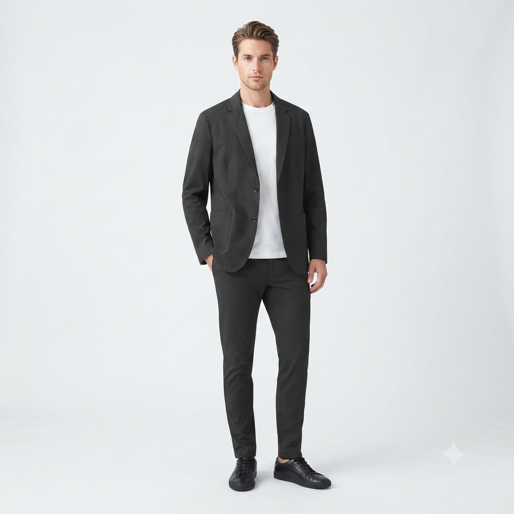 179) Talla 5XL – Blazer Masculino Slim Fit con Bolsillos – Estilo Urbano Sofisticado en Negro