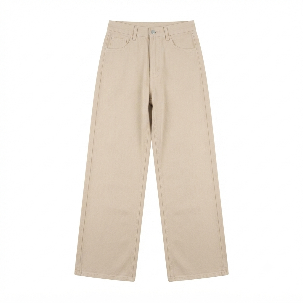 Pantalón Wide Leg de Tiro Alto en Beige – Talla 28