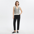 Chaleco Cardigan Tejido a Rayas Blanco y Negro | Botones Dorados | Talla S
