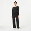 Jumpsuit de Manga Larga con Cintura Fruncida y Pierna Ancha – Talla M