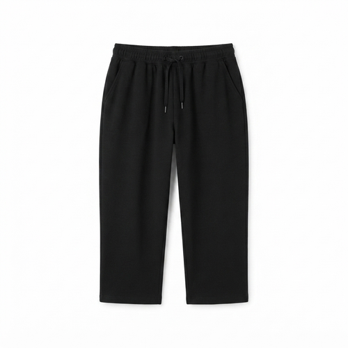201) Pantalón Capri Negro con Cordón – Corte Recto y Cintura Elástica | Talla L