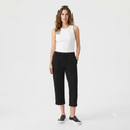 Pantalón Capri Negro con Cordón – Corte Recto y Cintura Elástica | Talla M