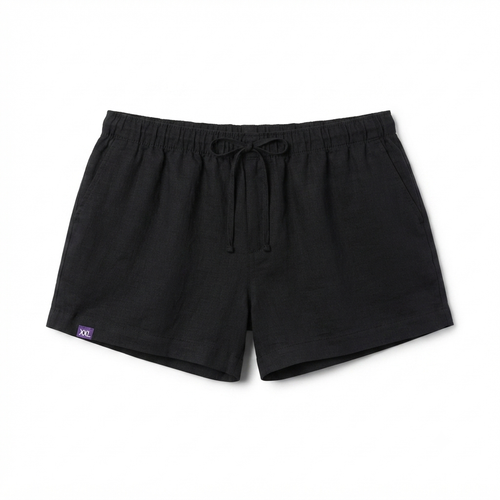 204) Short de Lino Negro con Cordón para Mujer – Comodidad y Estilo Casual | Talla XXL