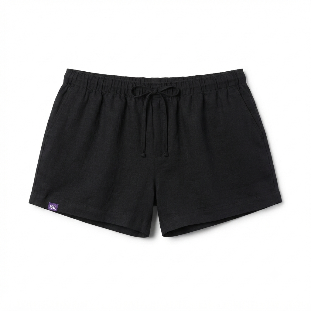 282) Short de Lino Negro con Cordón para Mujer – Comodidad y Estilo Casual | Talla L
