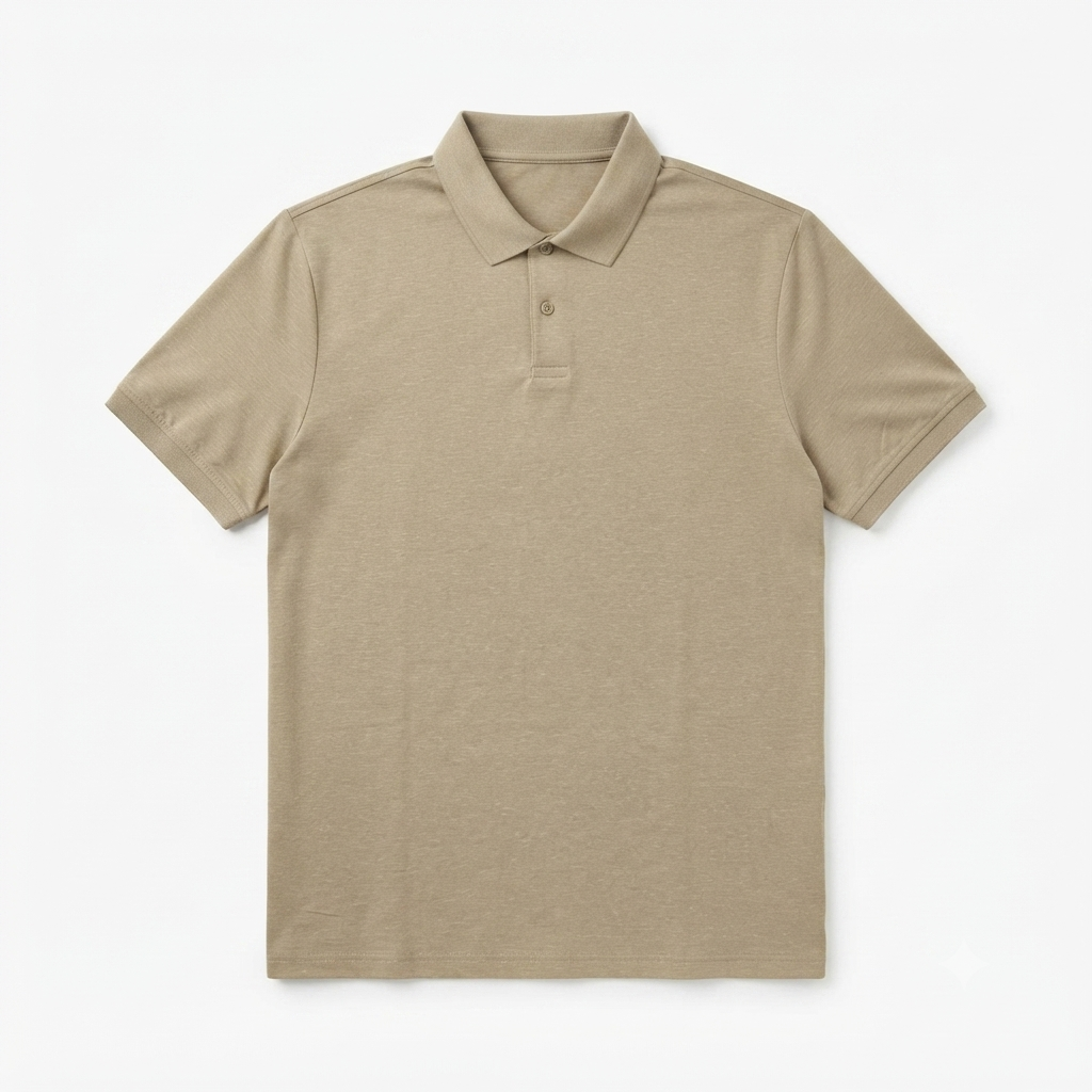 226) Polo Beige de Manga Corta para Hombre – Estilo Casual Elegante | Talla XXL